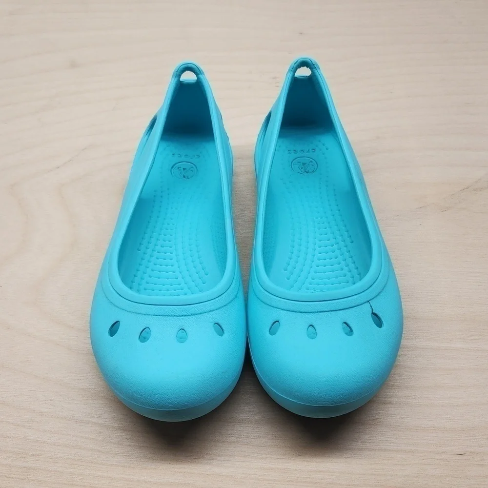 Crocs Kadee Flats Slip On Shoes Sandals Youth Sz J1 Teal 15610 NICE!